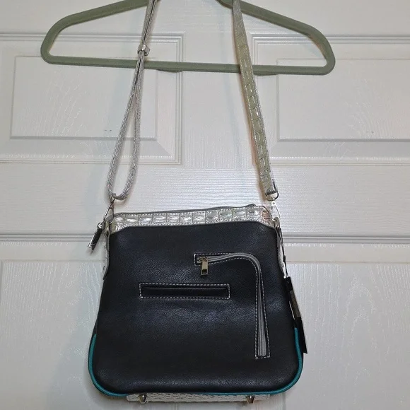 Cowgirl Trendy Cross Body Teal Hot Pink Silver Black Butterfly Embellished Bag - Picture 9 of 16
